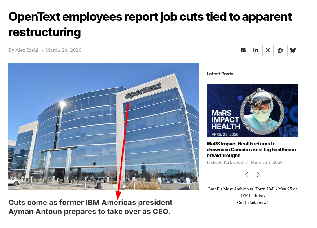 OpenText employees report job cuts tied to apparent restructuring