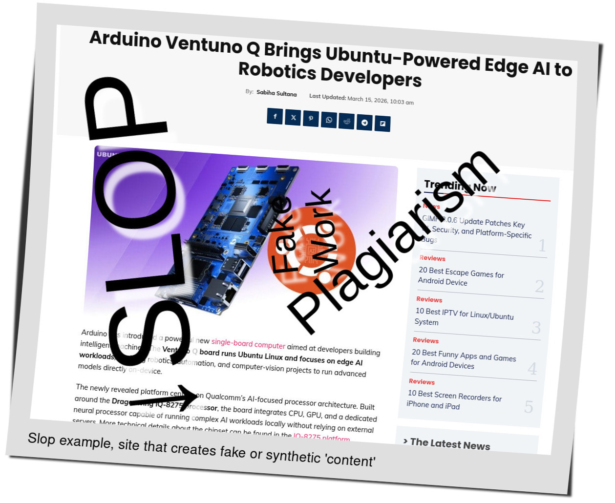 Slop or fake: Arduino Ventuno Q Brings Ubuntu-Powered Edge AI to Robotics Developers