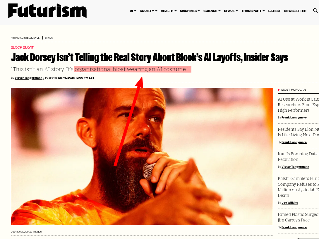 Jack Dorsey Isn’t Telling the Real Story About Block’s AI Layoffs, Insider Says