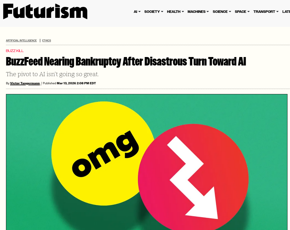 BuzzFeed Nearing Bankruptcy After Disastrous Turn Toward AI