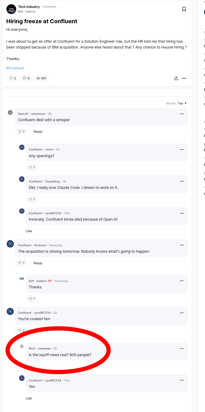 I was about to get an offer at Confluent for a Solution Engineer role, but the HR told me that hiring has been stopped because of IBM acquisition. Anyone else heard about that ? Any chance to resune hiring ?