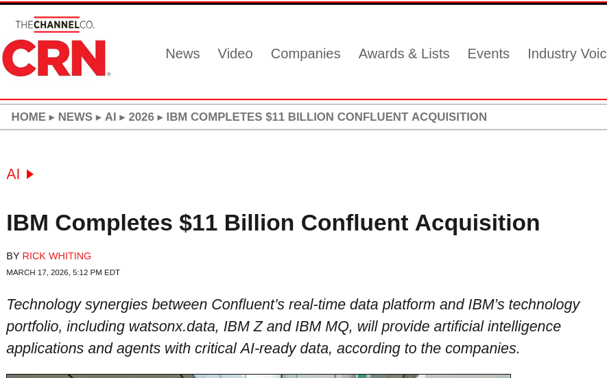 IBM Completes $11 Billion Confluent Acquisition