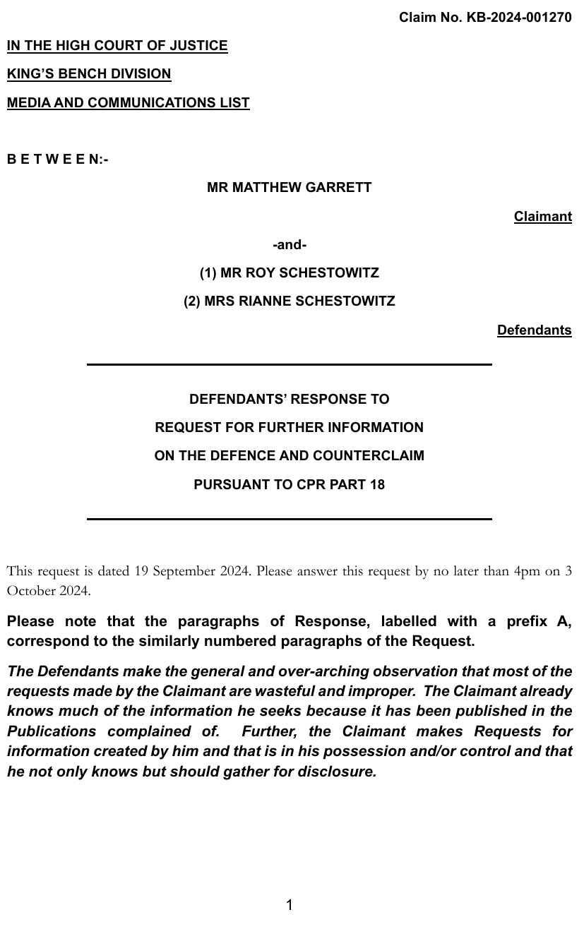 The Defendants make the general and over-arching observation that most of the requests made by the Claimant are wasteful and improper. The Claimant already knows much of the information he seeks because it has been published in the Publications complained of. Further, the Claimant makes Requests for information created by him and that is in his possession and control and that he not only knows but should gather for disclosure.