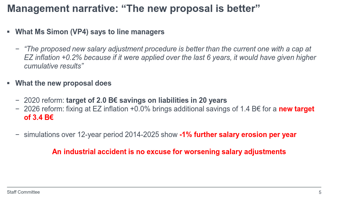 Management narrative: “The new proposal is better”