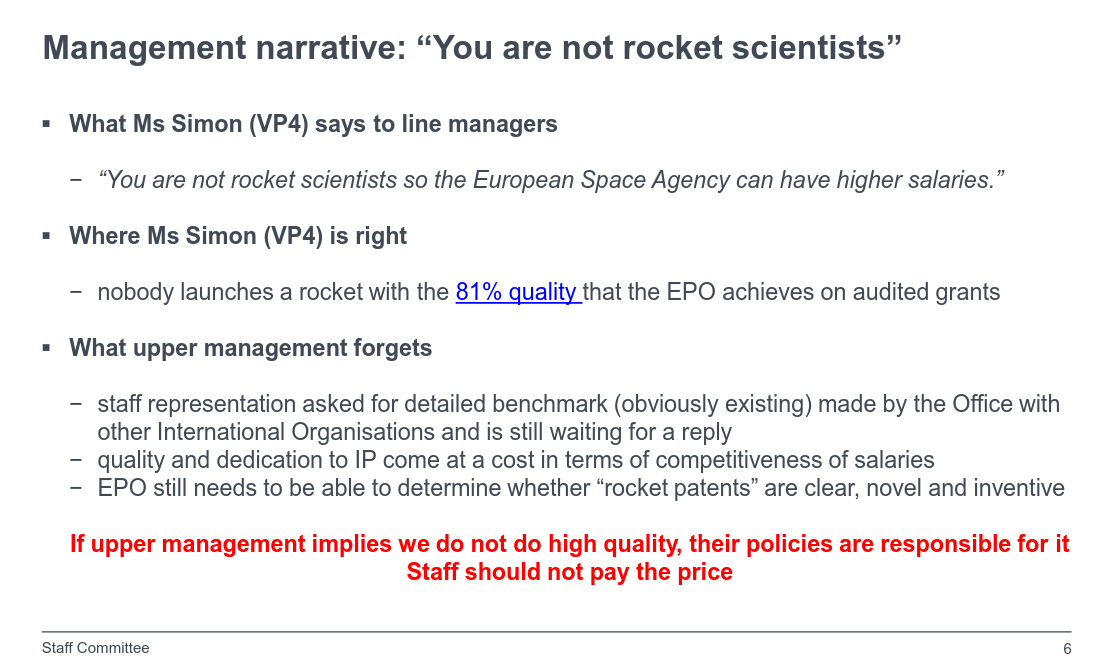 Management narrative: “You are not rocket scientists”