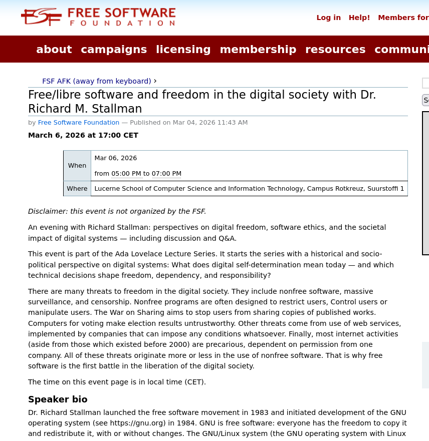 This event is part of the Ada Lovelace Lecture Series. It starts the series with a historical and socio-political perspective on digital systems: What does digital self-determination mean today — and which technical decisions shape freedom, dependency, and responsibility? 