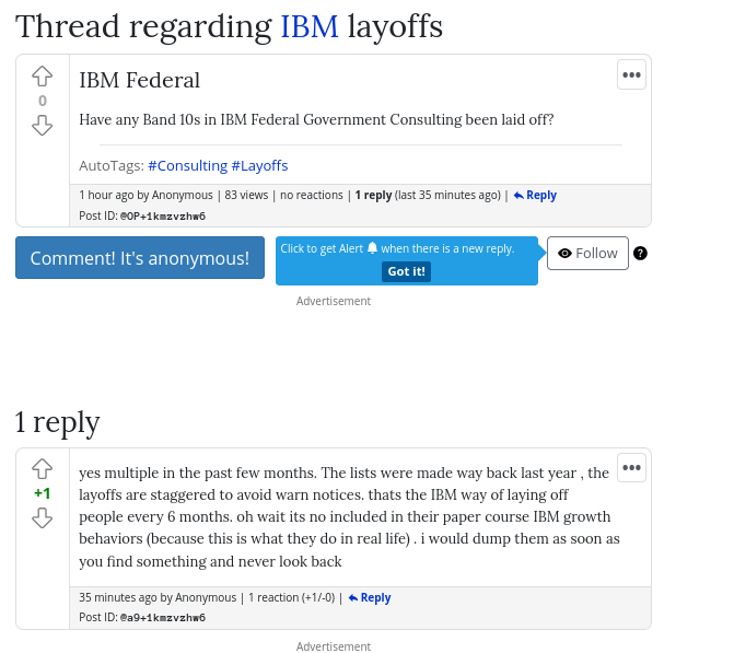 yes multiple in the past few months. The lists were made way back last year , the layoffs are staggered to avoid warn notices. thats the IBM way of laying off people every 6 months. oh wait its no included in their paper course IBM growth behaviors (because this is what they do in real life) . i would dump them as soon as you find something and never look back