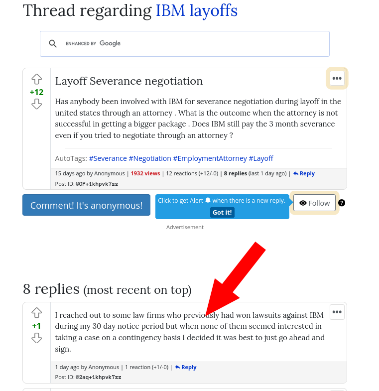 I reached out to some law firms who previously had won lawsuits against IBM during my 30 day notice period but when none of them seemed interested in taking a case on a contingency basis I decided it was best to just go ahead and sign.