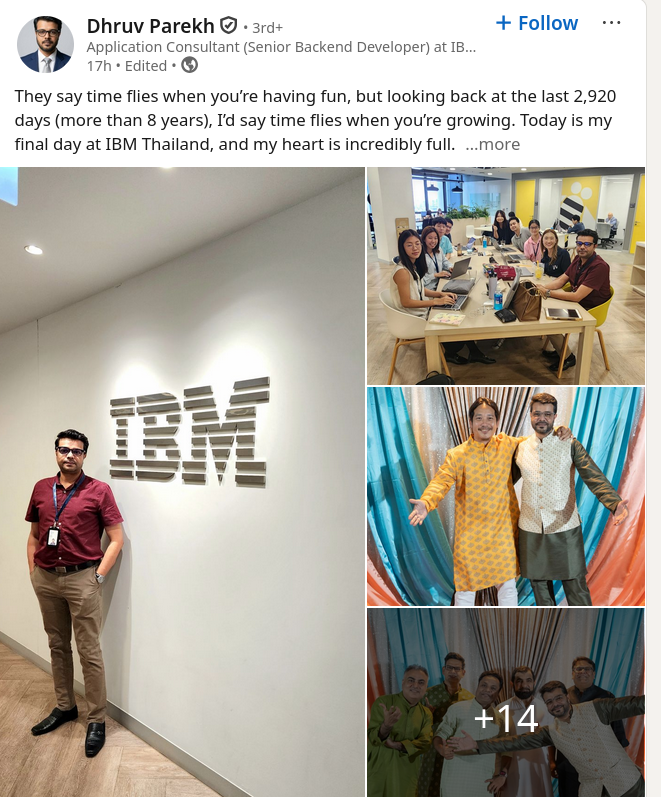 They say time flies when you’re having fun, but looking back at the last 2,920 days (more than 8 years), I’d say time flies when you’re growing. Today is my final day at IBM Thailand, and my heart is incredibly full.