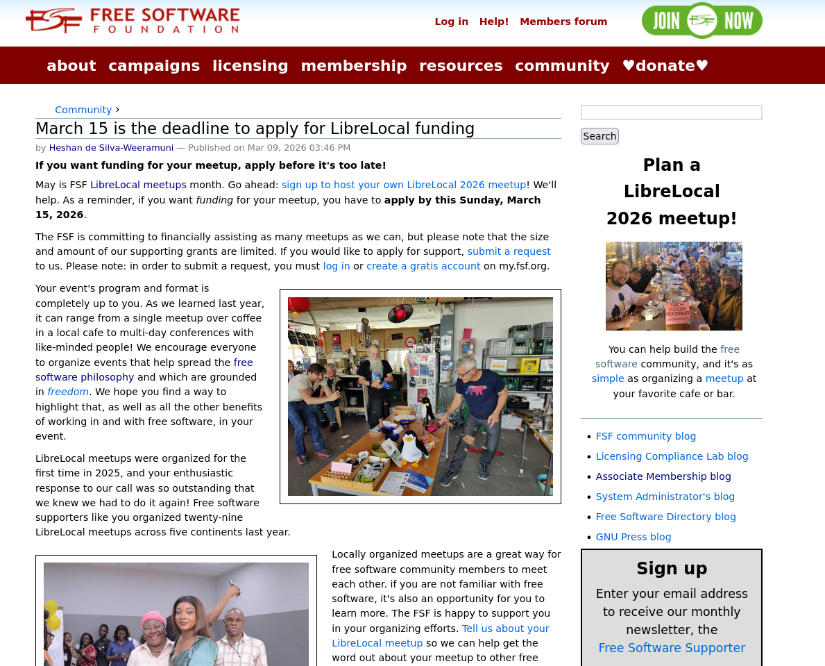 March 15 is the deadline to apply for LibreLocal funding