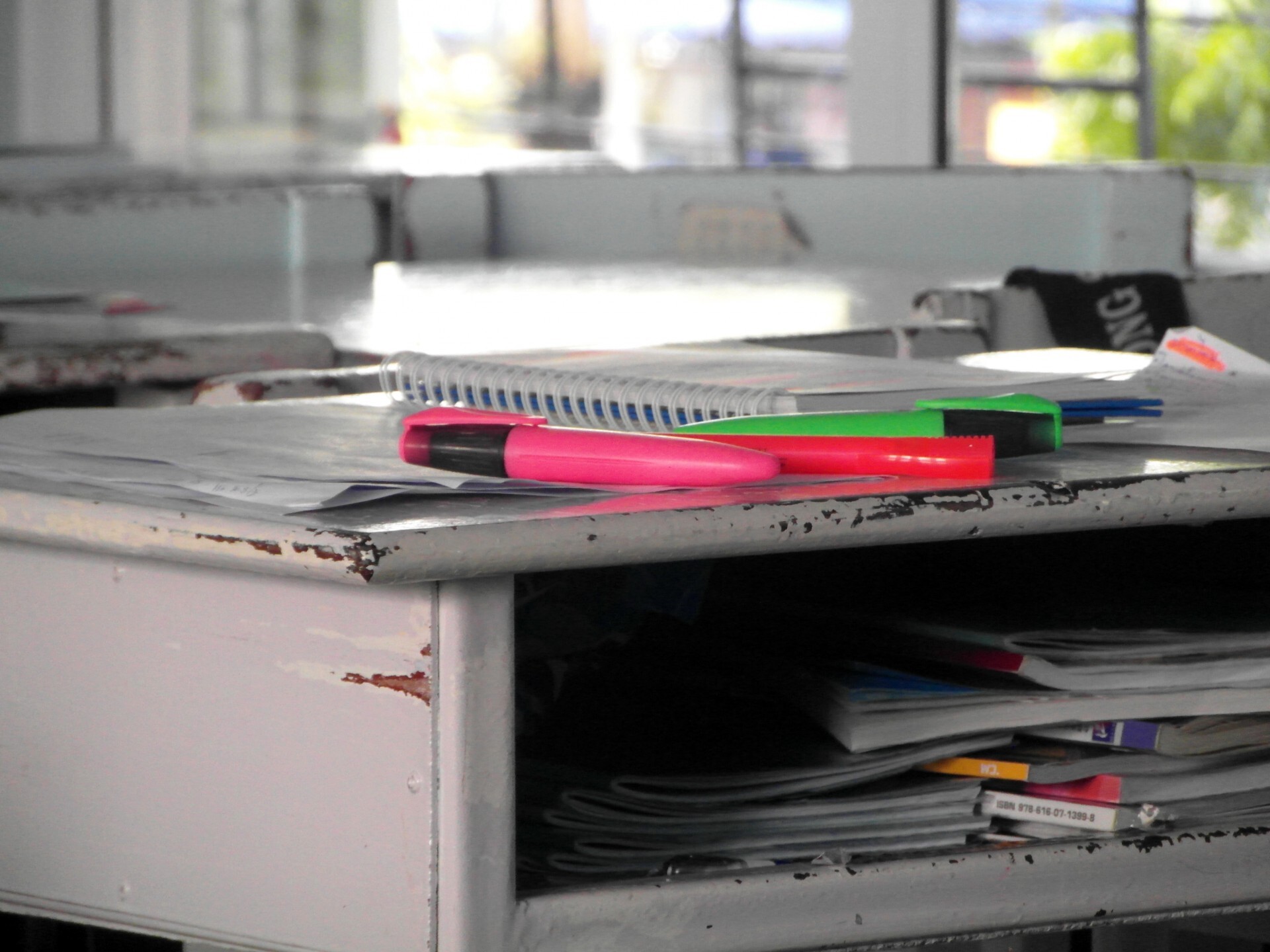 Notebooks On School Desks