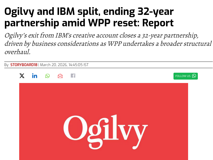 Ogilvy and IBM split, ending 32-year partnership amid WPP reset: Report