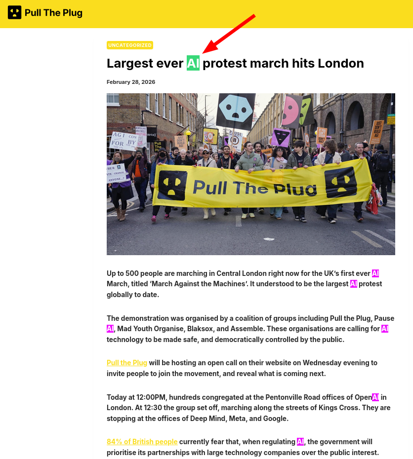 Largest ever AI protest march hits London