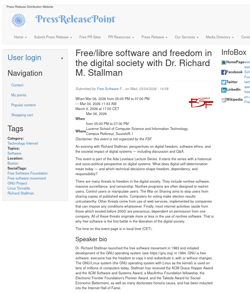 libre software and freedom in the digital society with Dr. Richard M. Stallman