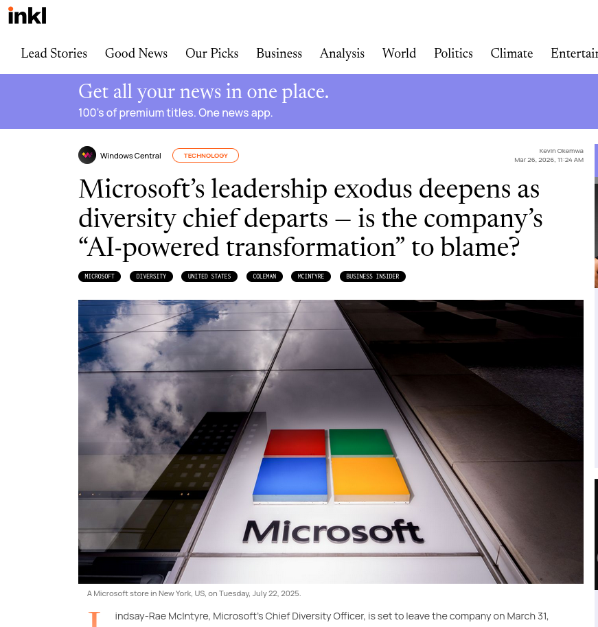 Microsoft’s leadership exodus deepens as diversity chief departs — is the company’s “AI-powered transformation” to blame?