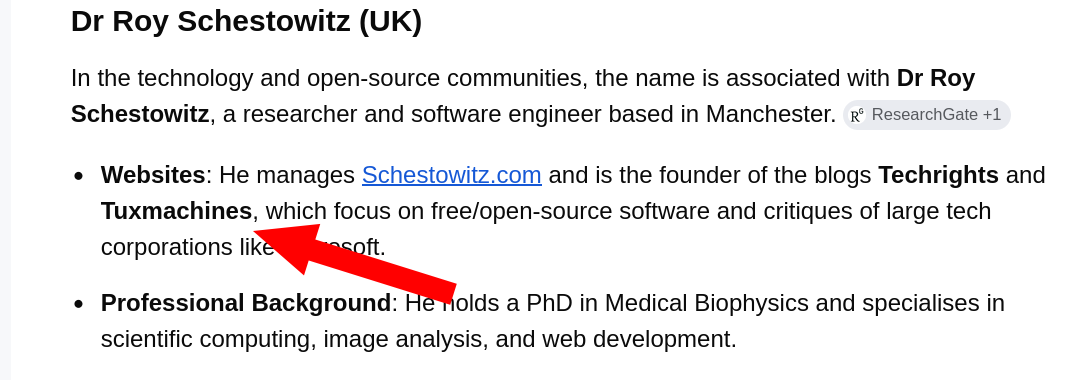 Websites: He manages Schestowitz.com and is the founder of the blogs Techrights and Tuxmachines, which focus on free open-source software and critiques of large tech corporations like Microsoft.