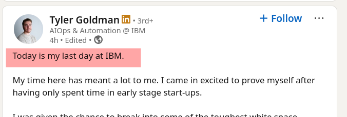 Today is my last day at IBM