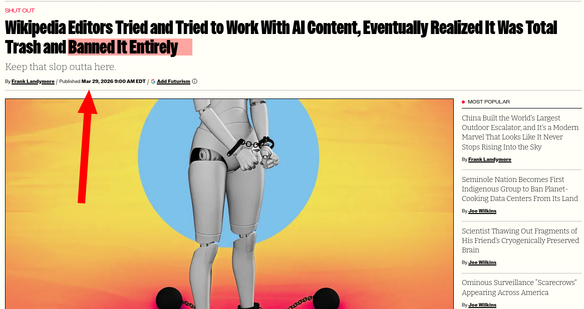 Wikipedia Editors Tried and Tried to Work With AI Content, Eventually Realized It Was Total Trash and Banned It Entirely