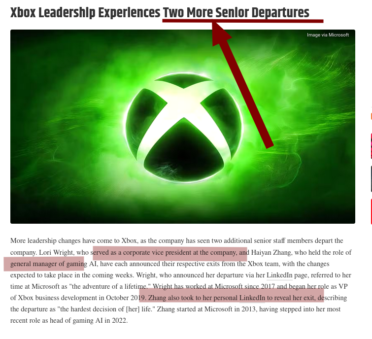 Xbox Leadership Experiences Two More Senior Departures