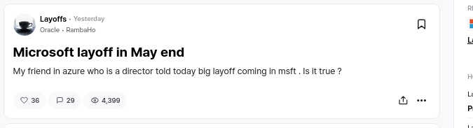 Microsoft layoff in May end