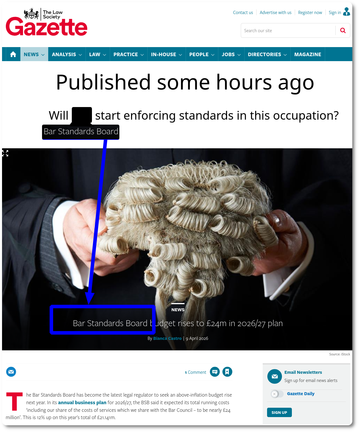 Bar Standards Board budget rises to £24m in 2026: Published some hours ago (Will BSB start enforcing standards in this occupation?)