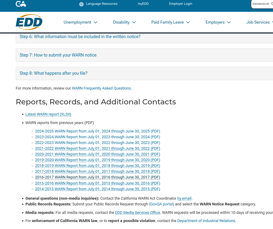 Worker Adjustment and Retraining Notification (WARN)