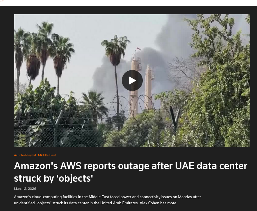 Amazon's AWS reports outage after UAE data center struck by 'objects'