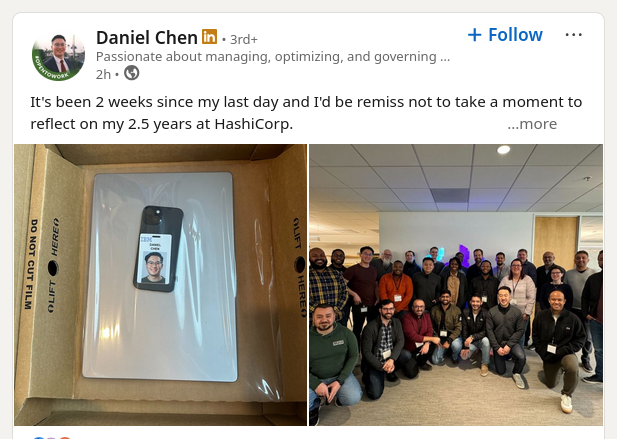 It's been 2 weeks since my last day and I'd be remiss not to take a moment to reflect on my 2.5 years at HashiCorp.