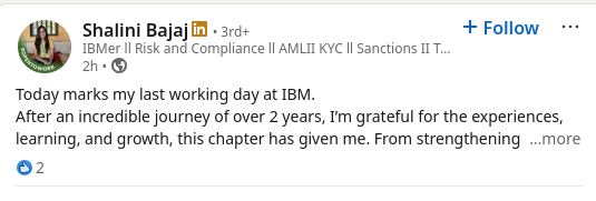 Today marks my last working day at IBM.