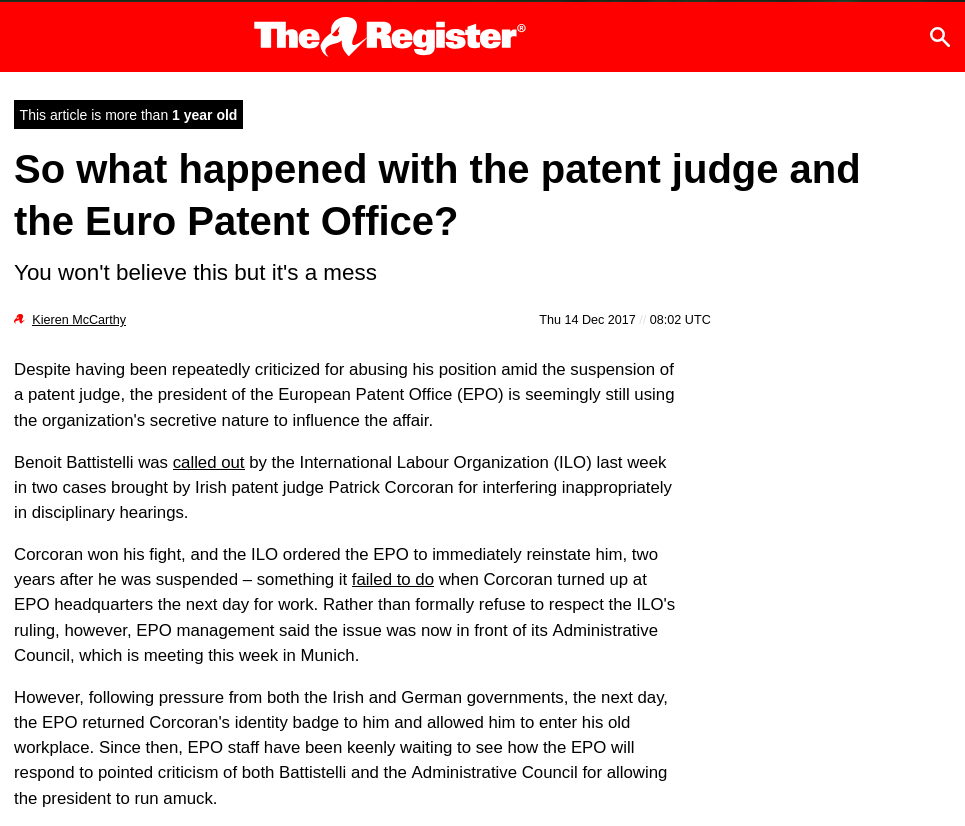 So what happened with the patent judge and the Euro Patent Office?