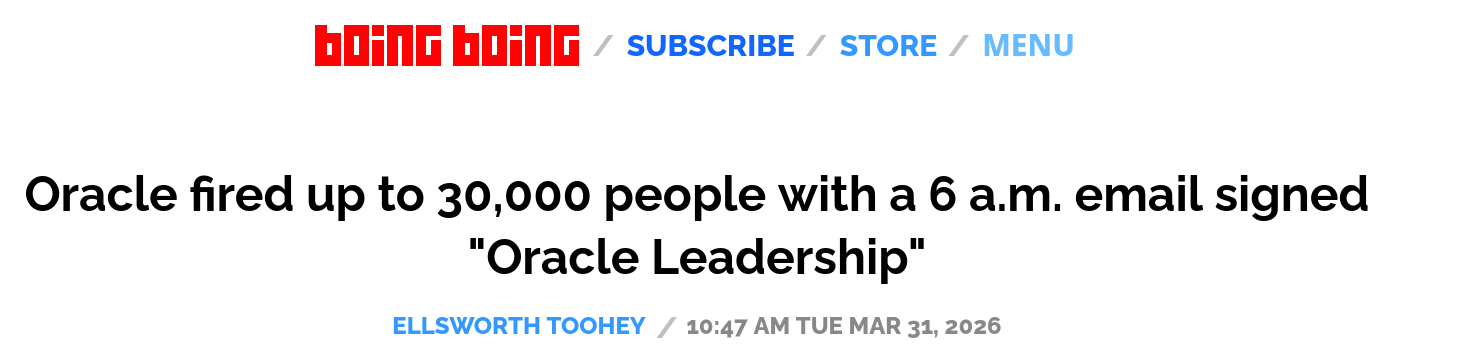 Oracle fired up to 30,000 people with a 6 a.m. email signed 'Oracle Leadership'