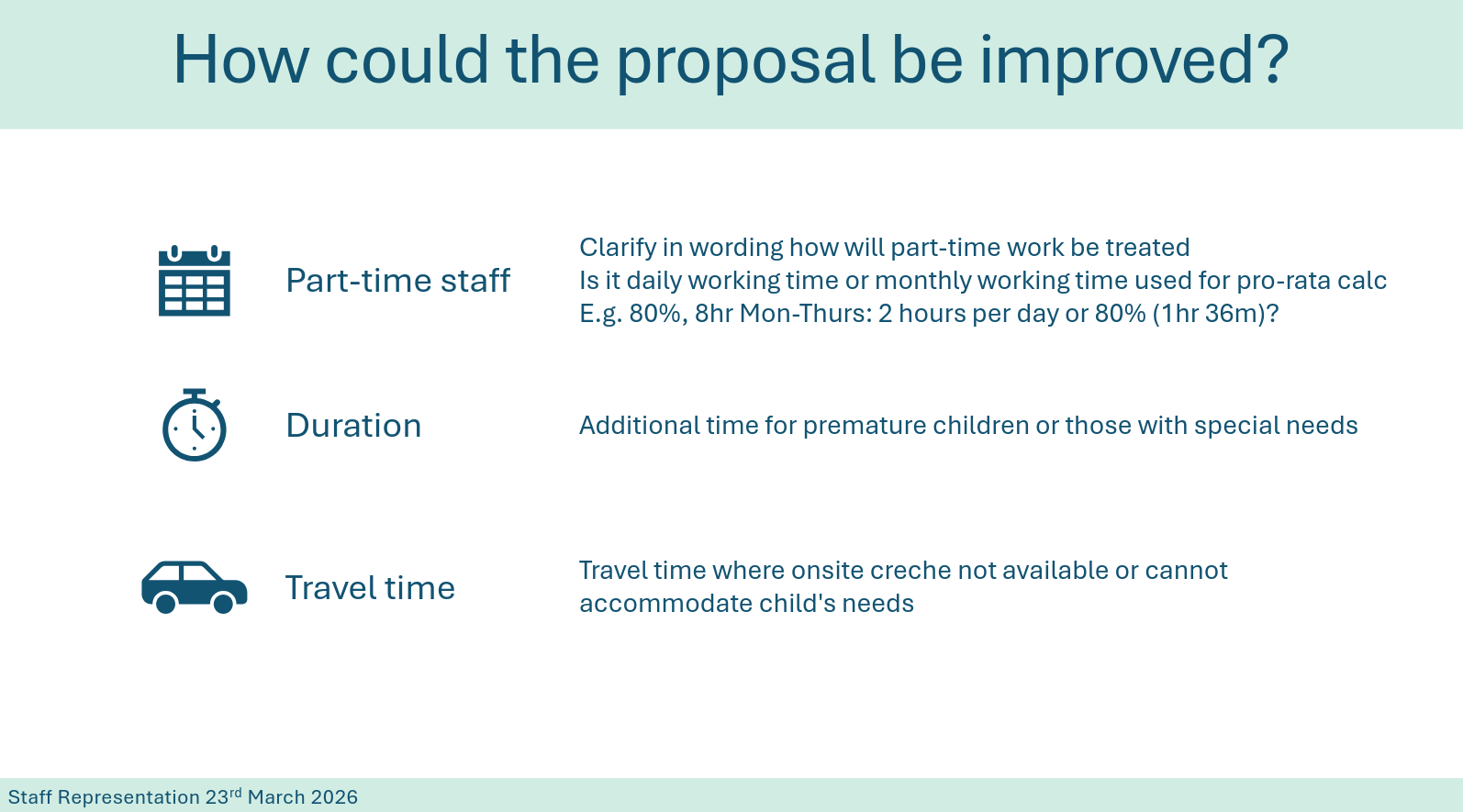 How could the proposal be improved?