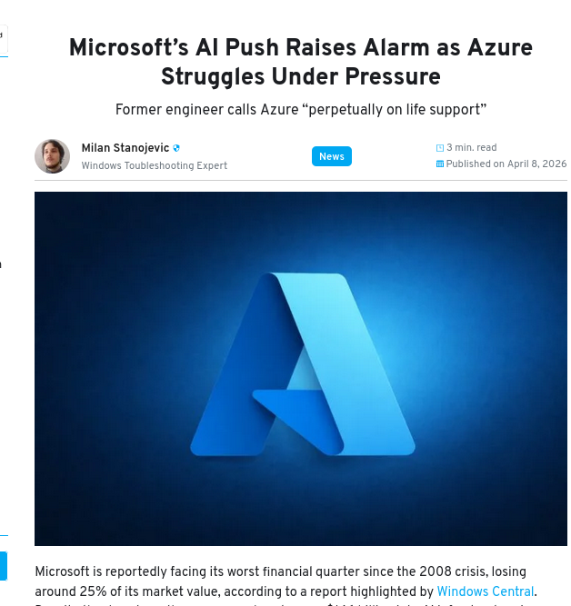 Microsoft’s AI Push Raises Alarm as Azure Struggles Under Pressure
