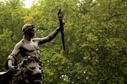 Part of the Queen Victoria memorial outside Buckingham Palace.