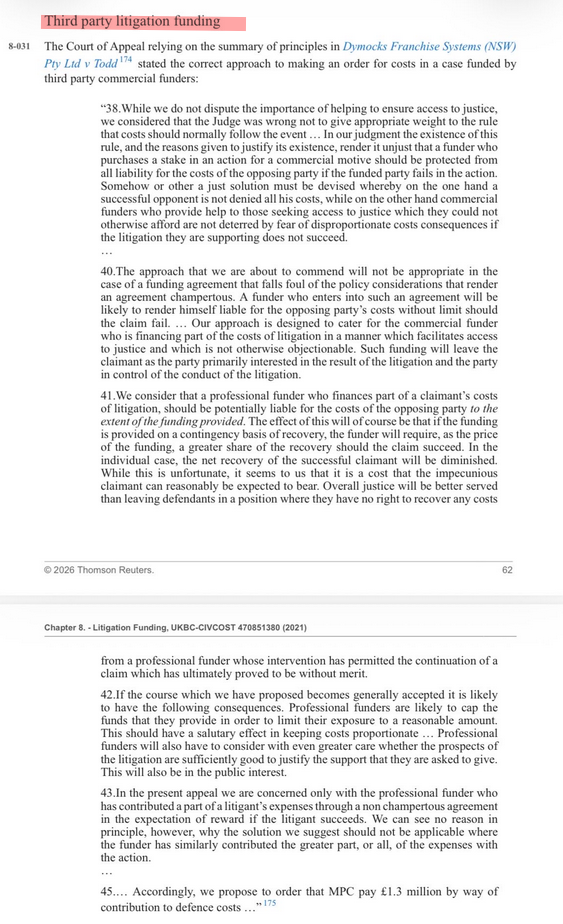 A loan to pay costs amounts to third party funding