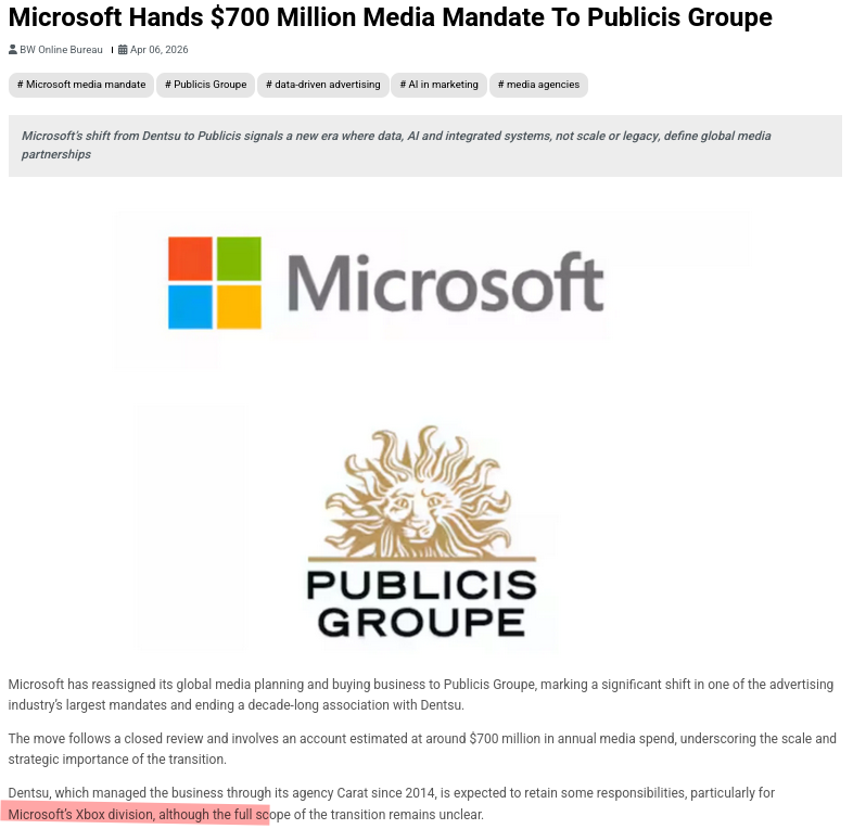 Microsoft Hands $700 Million Media Mandate To Publicis Groupe