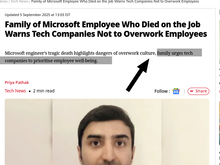  Family of Microsoft Employee Who Died on the Job Warns Tech Companies Not to Overwork Employees
