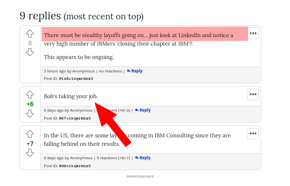 There must be stealthy layoffs going on... just look at LinkedIn and notice a very high number of IBMers 'closing their chapter at IBM'!!