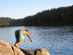 Diving into lake