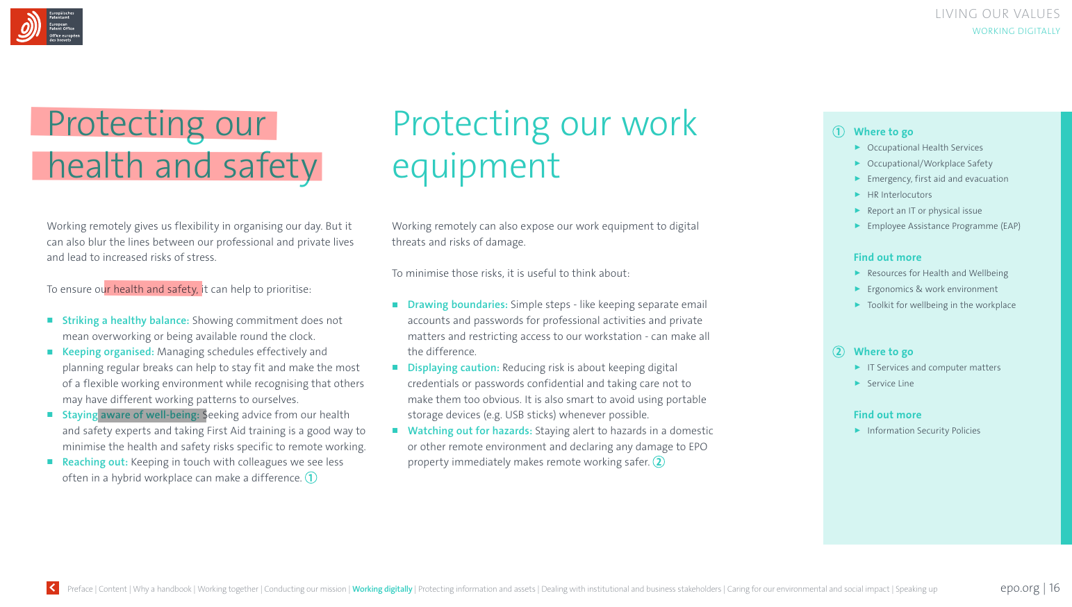 EPO: Protecting our health and safety