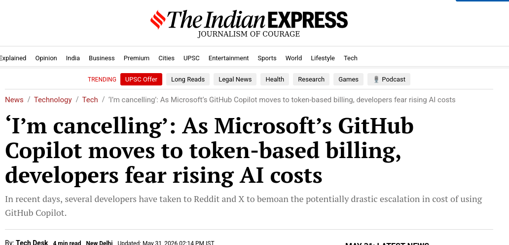 ‘I’m cancelling’: As Microsoft’s GitHub Copilot moves to token-based billing, developers fear rising AI costs