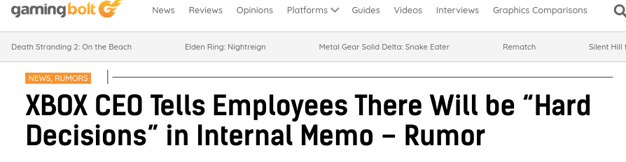 XBOX CEO Tells Employees There Will be “Hard Decisions” in Internal Memo – Rumor