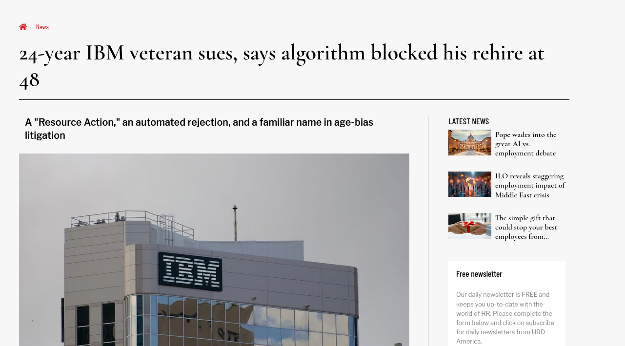 24-year IBM veteran sues, says algorithm blocked his rehire at 48