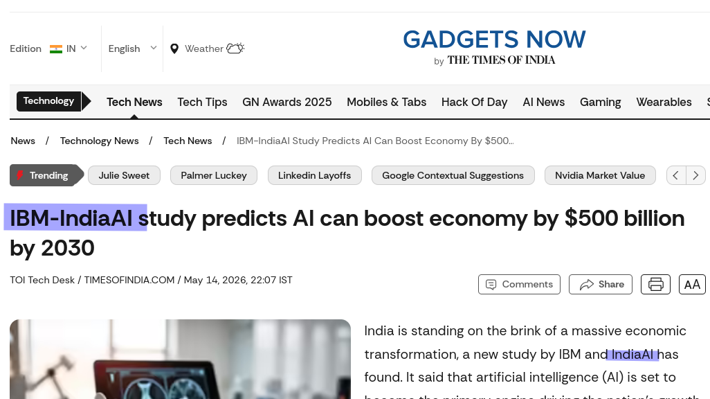 IBM-IndiaAI study predicts AI can boost economy by $500 billion by 2030