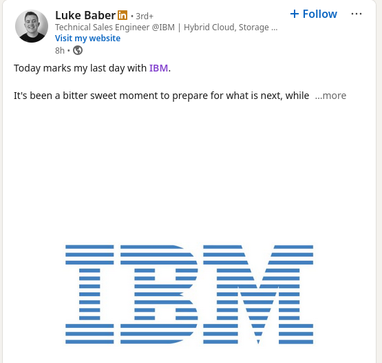 Today marks my last day with IBM.