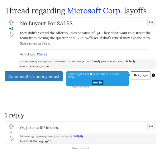 they didn’t extend the offer to Sales because of Q4. They don’t want to distract the team from closing the quarter and FY26. We’ll see if that’s true if they expand it to Sales roles in FY27.