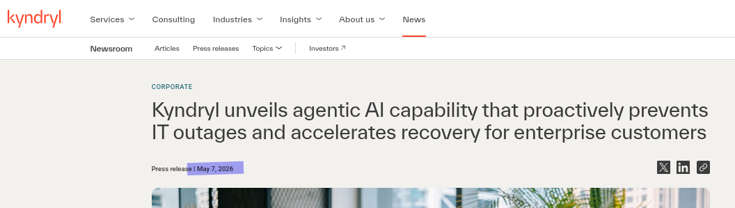 Kyndryl unveils agentic AI capability that proactively prevents IT outages and accelerates recovery for enterprise customers