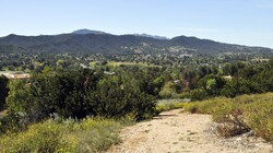 View of the beautiful landscape of Thousand Oaks, California from a hiking trail at the Conejo Botanical Gardens