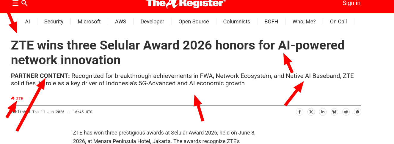 ZTE wins three Selular Award 2026 honors for AI-powered network innovation
