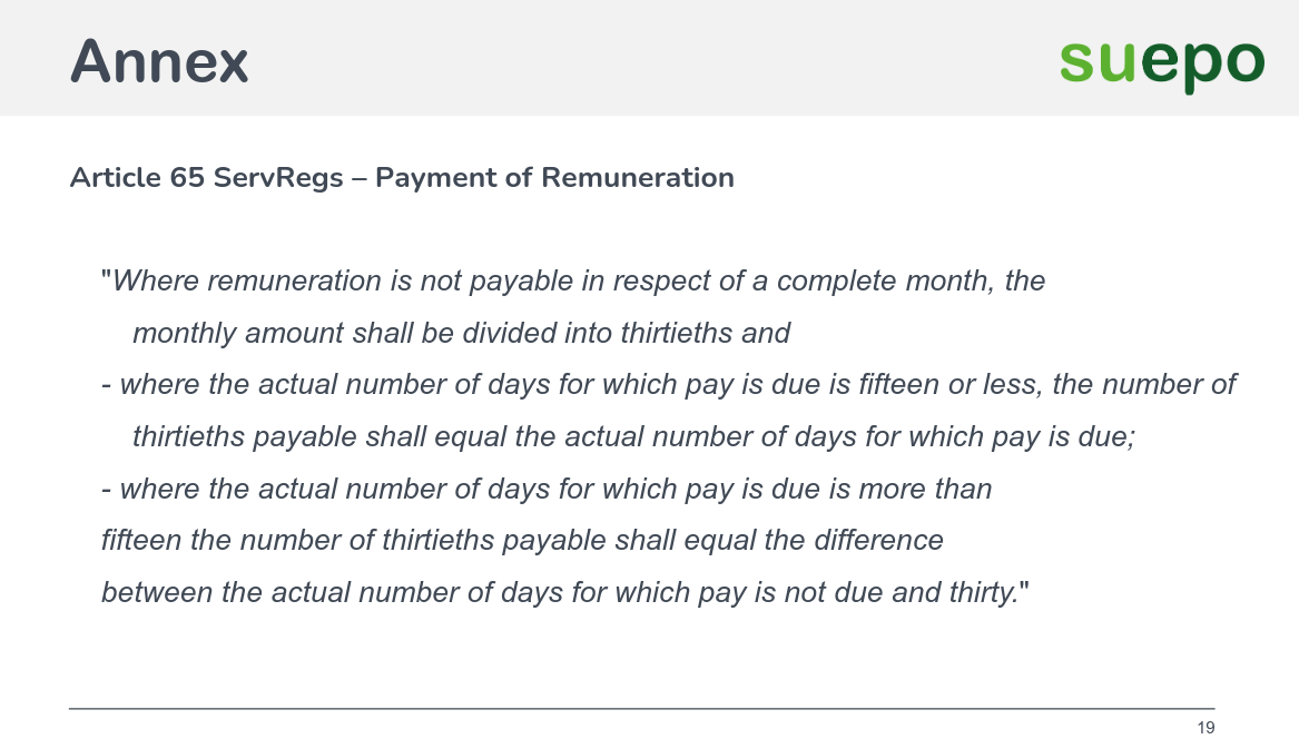 Article 65 ServRegs – Payment of Remuneration